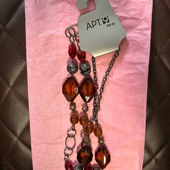 NWT Apt. 9 Amber and Ruby Beaded Necklace - Picture 3 of 6